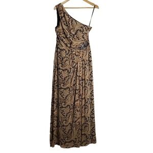 Lauren Ralph Lauren Dress Womens 6 Paisley Crinkle Georgette One Shoulder Gown